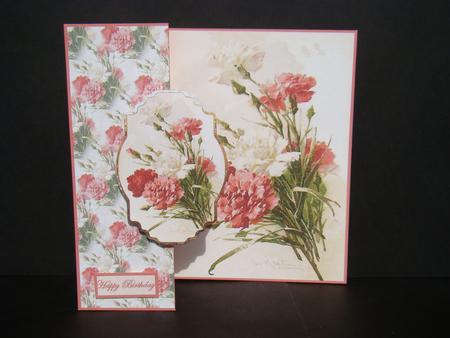 Red and Cream Carnations Fold Back Card by Beverly Carmichael