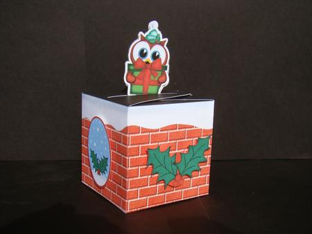 3D Xmas Owl's Present Shaped Top Gift Box Mini Kit by Beverly Carmichael