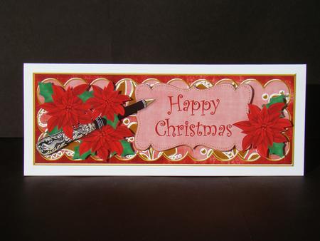 Red Poinsettia Happy Christmas Xlarge Dl Decoupage Topper by Beverly Carmichael