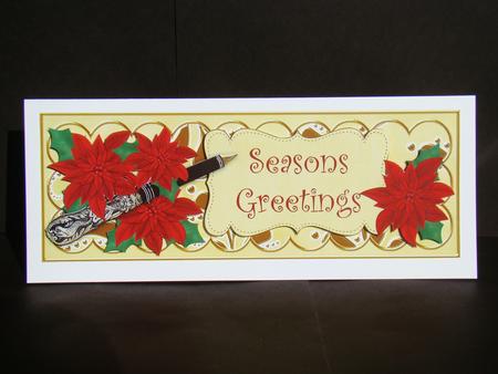 Red Lem Poinsettia Seasons Greetings Xl Dl Decoupage Topper by Beverly Carmichael