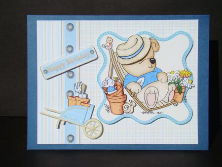 Gardening Ted Likes a Snooze Quick Card by Beverly Carmichael