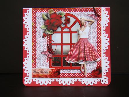 Red Polka Dots and Lace Card Front Kit by Beverly Carmichael