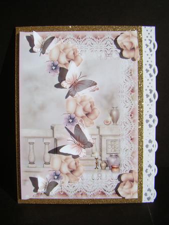Mock Envelope Topper Pink Butterflies by Beverly Carmichael