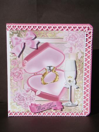 Gold Engagement Ring in Pink Box with Roses 8x8 by Beverly Carmichael