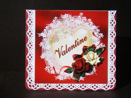 8x8 Fancy Lace Frame with Beautiful Roses Valentine by Beverly Carmichael