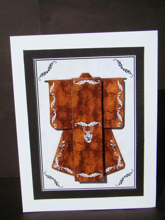 A6 Little Gem Kimono Card in Brown Decoupage by Beverly Carmichael