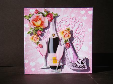 Pink Champagne with Roses and Sparkle Shoe 8x8 Mini Kit by Beverly Carmichael