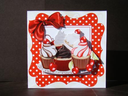 Yummy Cupcakes with Cherries in Polka Dot Frame 8x8 Mini Kit by Beverly Carmichael