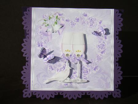 Champagne Glass's with Lilac Bow 8x8 by Beverly Carmichael