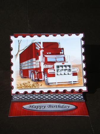 Red Big Rig Truck Stamp Easel Kit Male Birthday Trucker by Beverly Carmichael