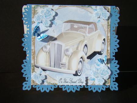 Beautiful Cream Wedding Car 8x8 by Beverly Carmichael