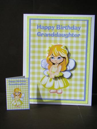 Granddaughter Birthday Card & Gift Tag - Cute Fairy Girl by Beverly Carmichael