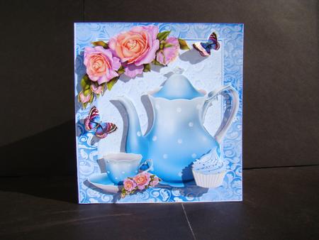 Blue Polka Dot Tea Set 8x8 Mini Kit by Beverly Carmichael