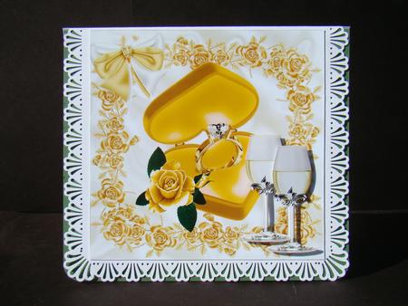 Gold Engagement Ring in Gold Rose Frame 8x8 by Beverly Carmichael