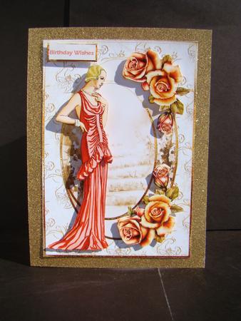 Lady in the Garden Card with Decoupage by Beverly Carmichael