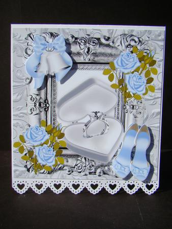 Special Day Diamond Ring with Blue Roses 8x8 by Beverly Carmichael