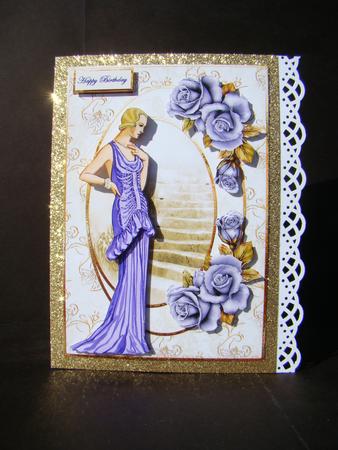 1930's Lady in a Purple Dress Card and Decoupage by Beverly Carmichael