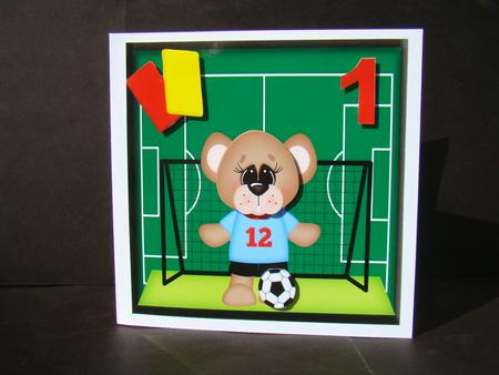 Footie Bear with Goal Post's 8x8 by Beverly Carmichael