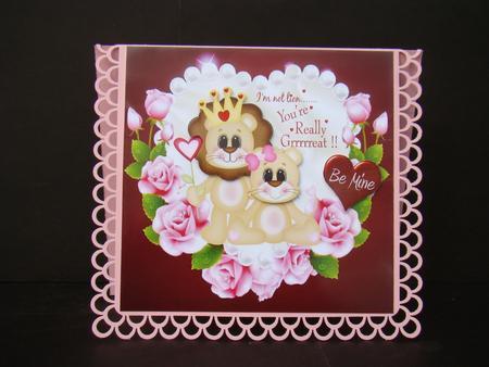 I'm Not Lion - you're Really Grrrreat! Rose Heart 8x8 by Beverly Carmichael