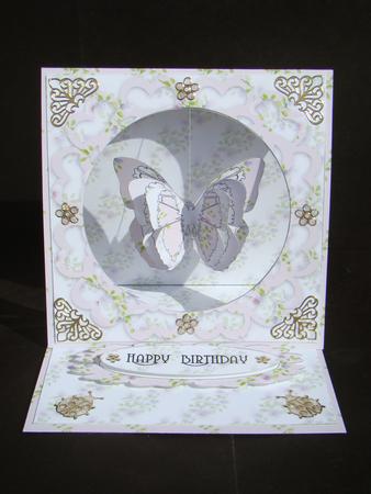 Hanging Easel Card - Shabby Chic Flowers and Butterfly by Beverly Carmichael
