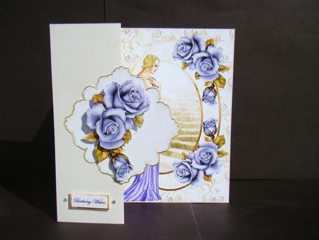 Lady in the Purple Dress No Hole Fold Back Card by Beverly Carmichael