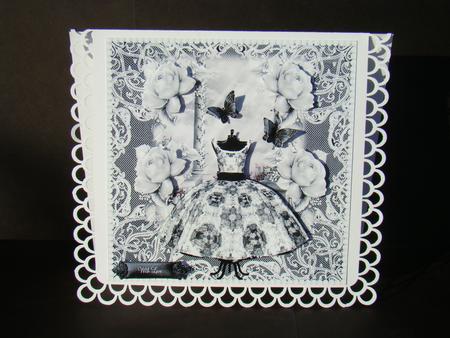 Black and White Dress in a Lace Pearl Frame by Beverly Carmichael