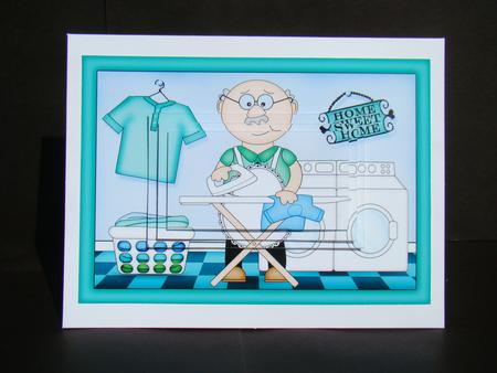 A5 Bert Does the Ironing Pyramage Topper by Beverly Carmichael
