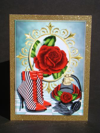 Red Rose with Perfume and Boots by Beverly Carmichael