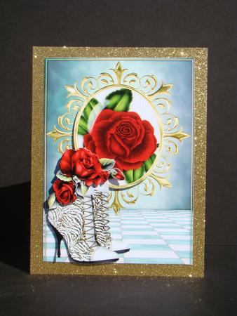 Red Roses and Pretty Boot with Champers by Beverly Carmichael
