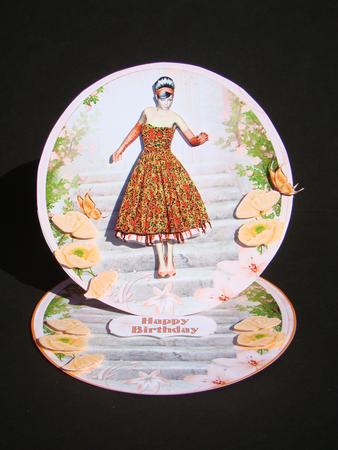 1950's Poppy Lady Round Easel Card Mini Kit by Beverly Carmichael