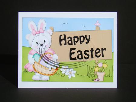 A5 Teddy Tess Easter Oval Pyramage Topper by Beverly Carmichael