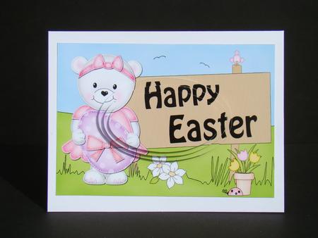A5 Teddy Tess Easter Oval Pyramage Topper by Beverly Carmichael