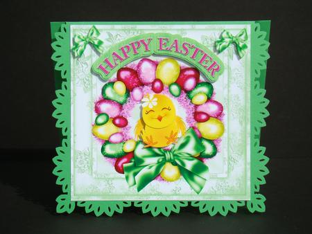 Cute Little Chick in Easter Egg Wreath 8x8 by Beverly Carmichael