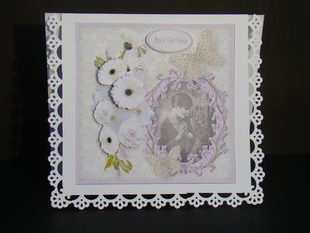 Portrait with Daisies Decoupage Card by Beverly Carmichael