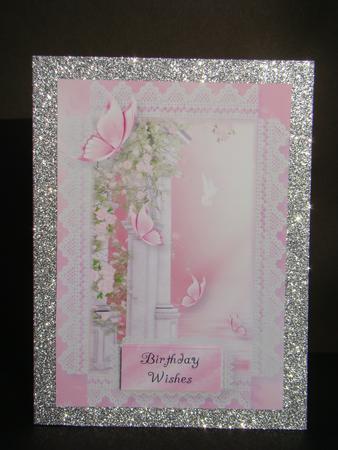 Pink Lace Butterflies and Dove by Beverly Carmichael