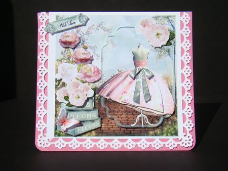 Vintage Chic Rose Dress Card Front Kit by Beverly Carmichael