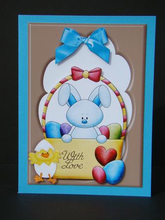 Easter Bunny with Eggs in Chocolate Frame by Beverly Carmichael