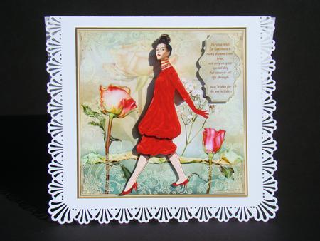 A Lady in Red 8x8ins Mini Kit by Beverly Carmichael