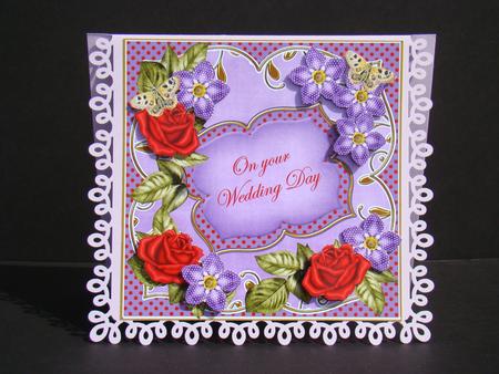 Red Purple Fmk Wedding Day 7in Fancy Decoupage Topper by Beverly Carmichael