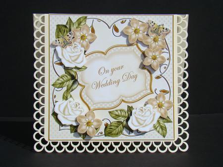 Cream Fmk Wedding Day 7in Fancy Decoupage Topper by Beverly Carmichael