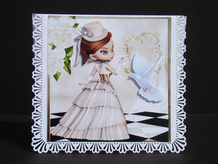 Steampunk Lady with White Dove 8x8 by Beverly Carmichael
