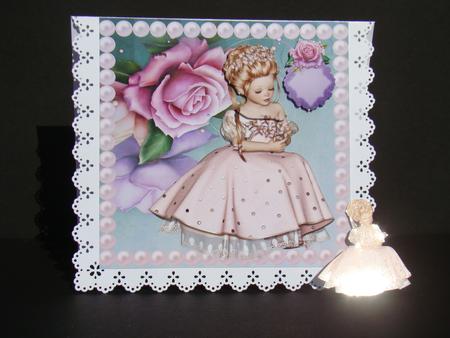 Pretty Girl Sitting with Roses 8x8 by Beverly Carmichael