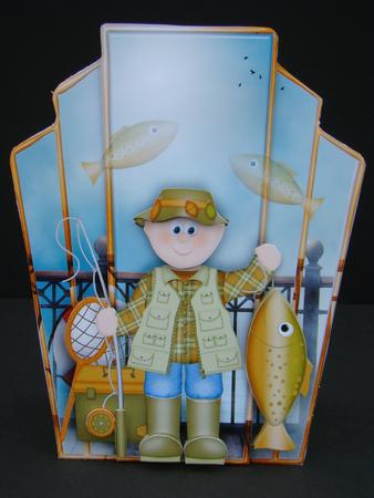 Pier Fishing Card Topper by Beverly Carmichael