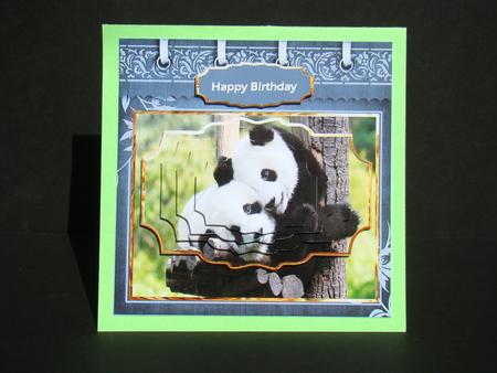 Panda Friends Card with Shaped Layers for Depth by Beverly Carmichael