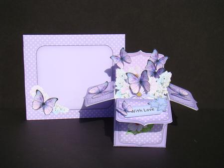 3D Flowers & Butterflies Rubber Band Pop Up Box Card by Beverly Carmichael