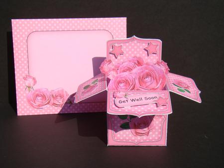 3D Pretty Roses Rubber Band Pop Up Box Card by Beverly Carmichael
