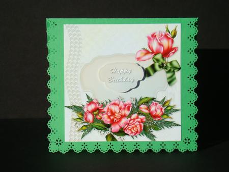 Sweet Ruby Roses 8x8 Card Front by Beverly Carmichael