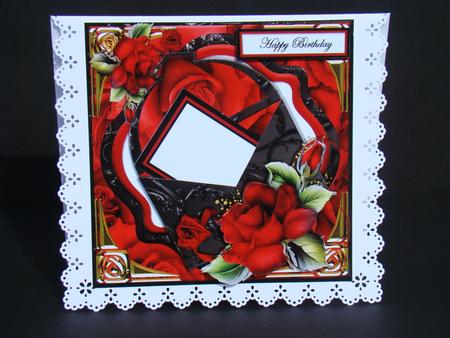 Open Envelope Card Front Mini Kit - Red Roses & Black by Beverly Carmichael