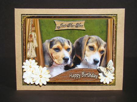 Puppy Birthday Card Front. by Beverly Carmichael