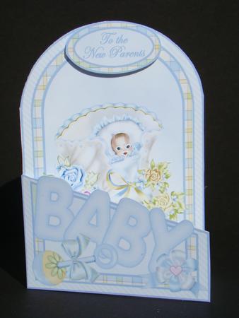 Cutaway Card - Baby in a Bootie (boy) by Beverly Carmichael